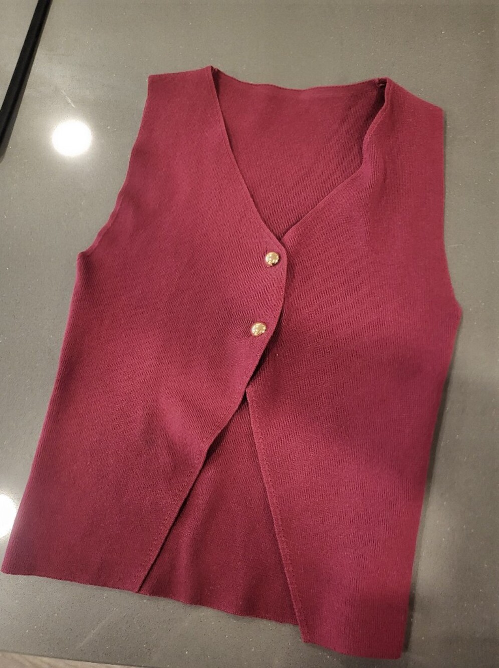 Sleeveless V-Neck Knit Vest in Deep Burgundy